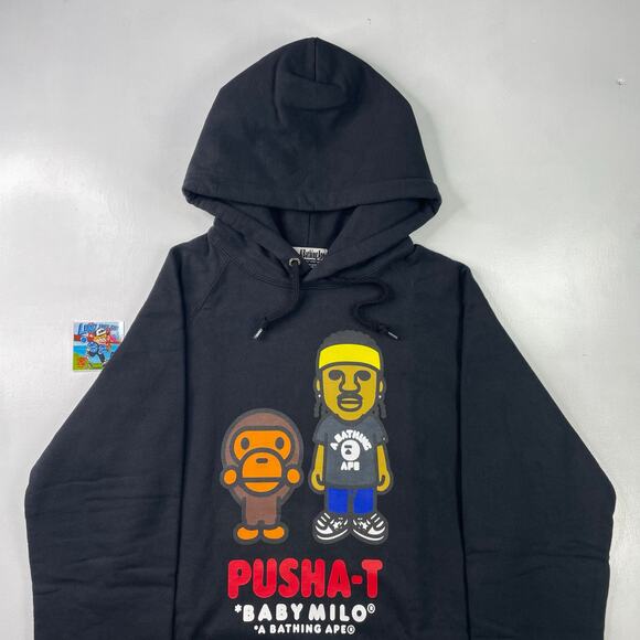 BAPE x Pusha T Baby Milo Pullover Hoodie Limited Edition Size L - Picture 3 of 9